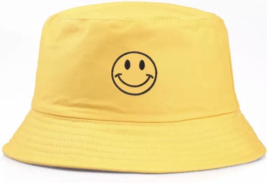 Bucket hat - Smiley - Geel - Hoed - Regenhoed - Zonnehoed - Cadeau