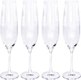 4x Champagneglazen/flutes 26 cl/260 ml van kristalglas - Kristalglazen - Champagneglas