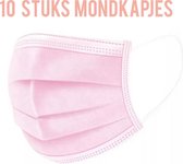 10 stuks Wegwerp mondkapjes mondmaskers roze 3 laags met elastiek