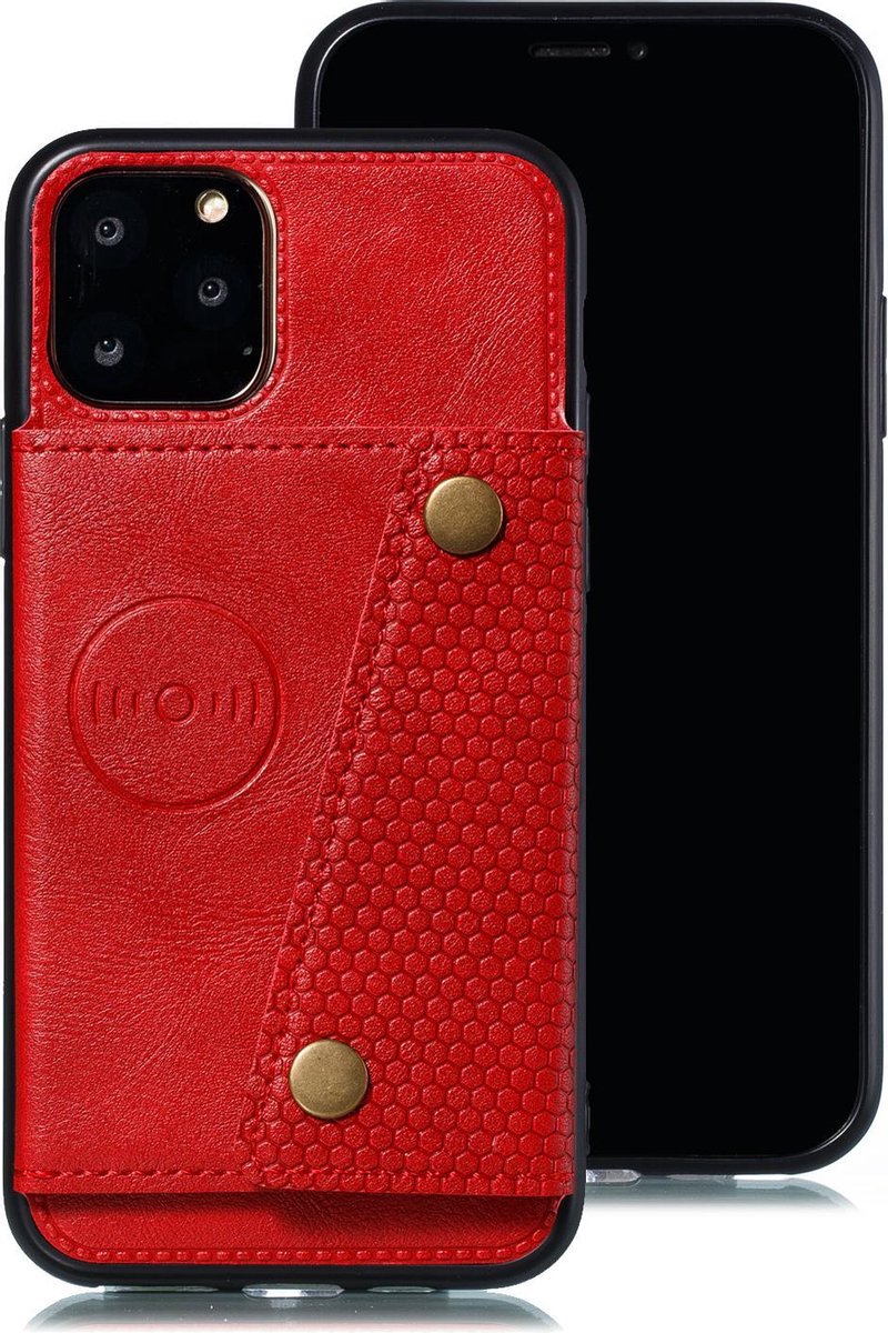 Card case geschikt voor Apple iPhone 11 Pro Max | Hoogwaardig PU Leren Hoesje | Kaarthouder | Telefoonhoesje | Rood