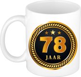 78 jaar cadeau mok / beker medaille goud zwart voor verjaardag/ jubileum