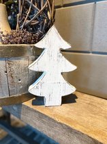 houten kerstboompje - Maat L - 24x16x3,5 cm -  kerstmis - kerstboom -  whitewash