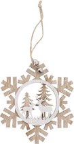 1 Stuk - Kersthanger met belletjes - Kerstdecoratie - Kerstdeurhanger - Hout gesneden - Sneeuwvlok - Kerst decoratie - Kerstdecoratie voor aan de deur of kozijn - Kerstdecoratie voor tafel - 