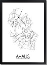 Ahaus Plattegrond poster A3 + Fotolijst Zwart (29,7x42cm) - DesignClaud