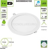 INBOUW ROND LED PANEEL 9W 6400K 15CMX15CM (SET VAN 2)