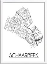 Schaarbeek Plattegrond poster A2 + Fotolijst Wit (42x59,4cm) - DesignClaud