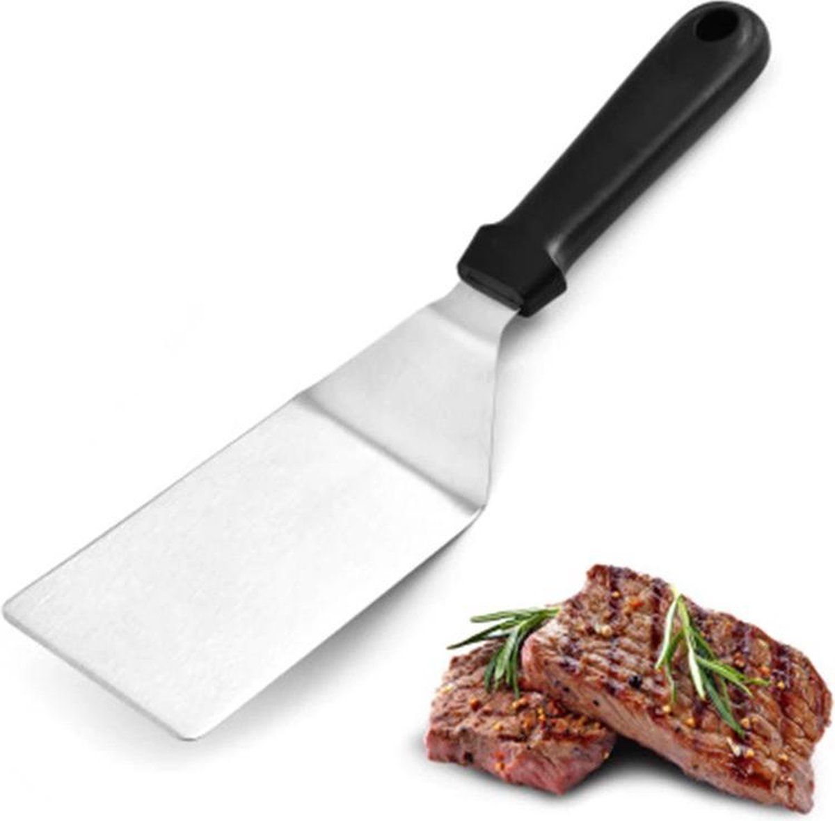 WiseGoods BBQ Spatel RVS - Barbeque Bakspaan - Barbecue Gereedschap - Grill - Koken & Bakken - 29.5 cm - Zwart