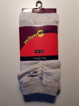 Katoenen legging, wit met grijs streepje en strikje maat 98-104