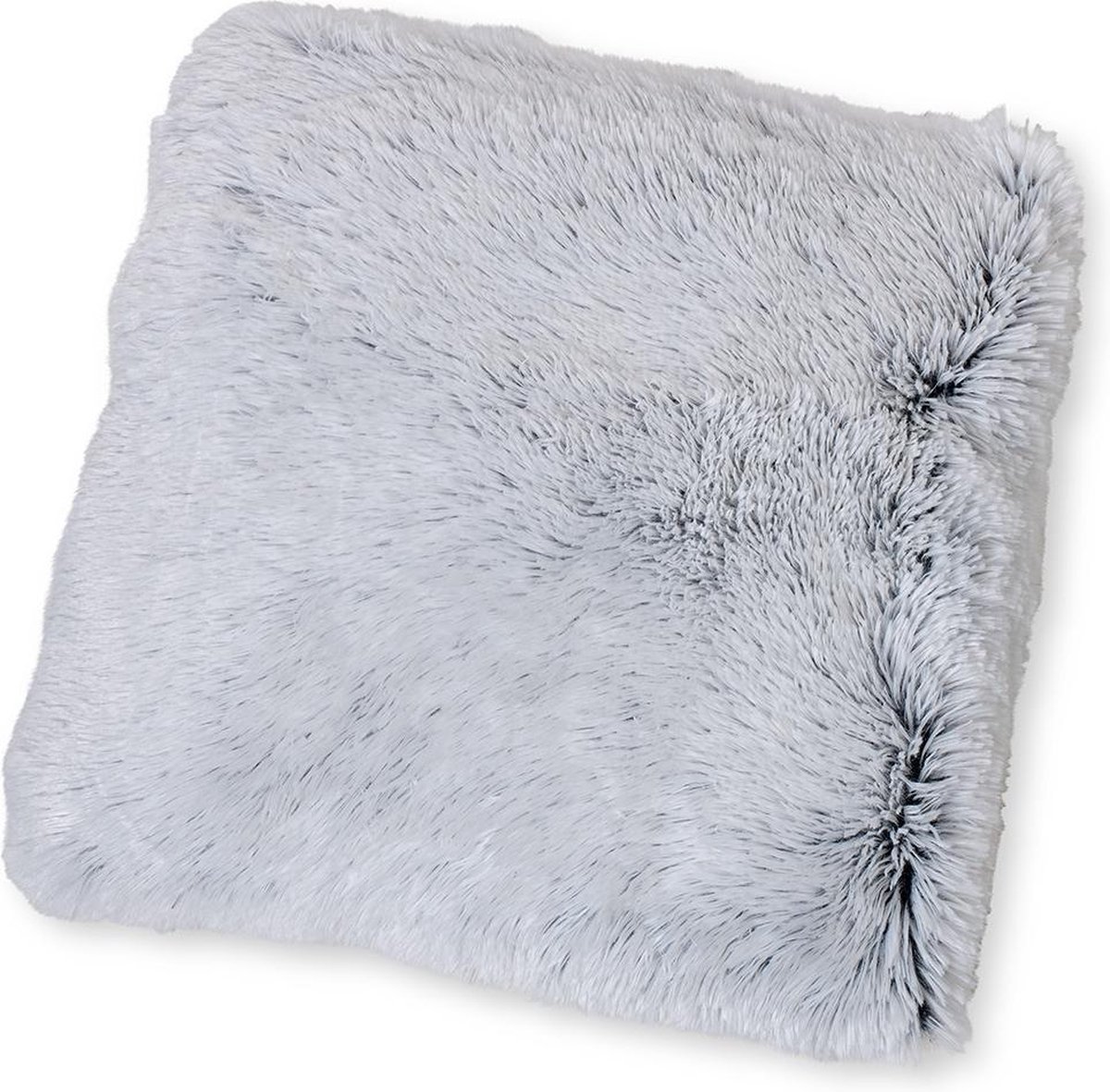 Wicotex Sierkussen kunst bont Snow 50x50cm wit zwart polyester hoog polig