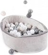 Afbeelding van het spelletje (baby) ballenbad velvet grijs met 120 ballen Wit met zwart