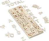 Relaxdays houten letters alfabet - 3 cm - letters hout - decoratie letters - 162-delig