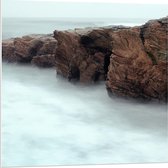 Forex - Rotsen met Mist - 80x80cm Foto op Forex