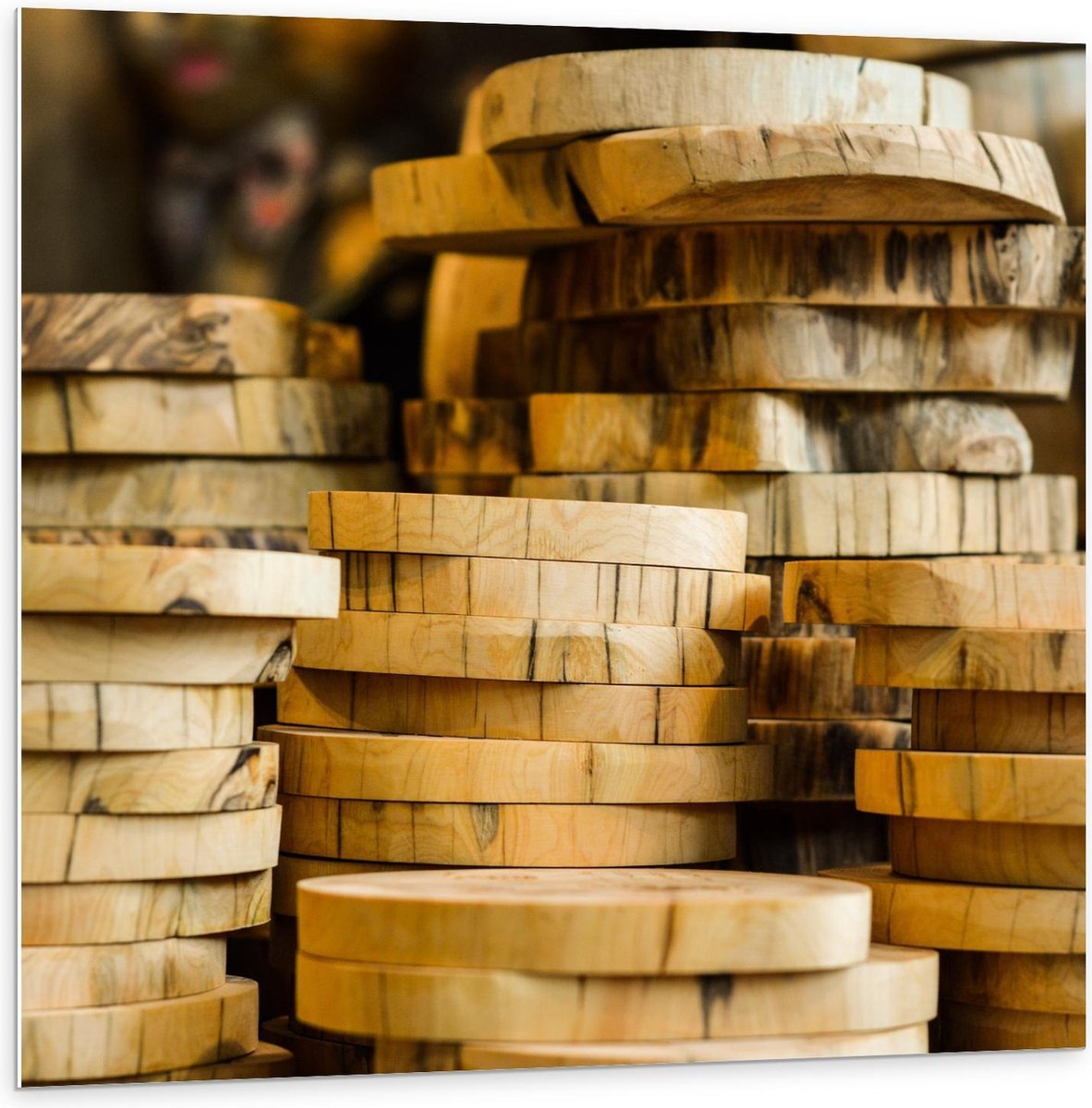 Forex - Houten Schijven - 100x100cm Foto op Forex