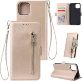 Luxe Bookcase voor Apple iPhone 11 | Hoogwaardig PU Leren Hoesje | Lederen Wallet Case | Telefoonhoesje | Pasjeshouder | Portemonnee | Rits | Goud