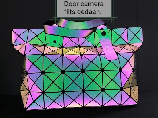 Holografische schouder- handtas, Triangels in a Square, oplichtende geometrische vlakken