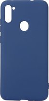 Shop4 - Samsung Galaxy A11 Hoesje - Zachte Back Case Mat Donker Blauw