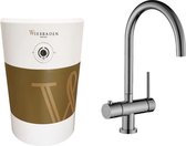 Wiesbaden Calda kokendwaterkraan set met 5 liter-boiler en Piegato kraan, RVS