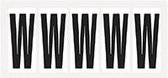 Letter stickers alfabet - 20 kaarten - zwart wit teksthoogte 75 mm Letter W