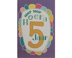 Verjaardagskaart 5 Jaar - Wenskaart Verjaardag - Kaart 5 Jaar