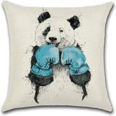 Kussenhoes Panda - Blauwe Handschoen - Kussenhoes - 45x45 cm - Sierkussen - Polyester