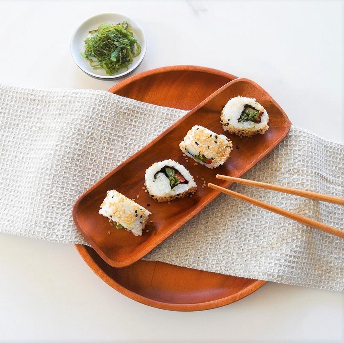 houten sushi bordjes - duurzame schaaltjes - set van 2 | bol.com