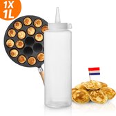 Innovaland Doseerfles 1L - Knijpfles - Voor Beslag, Sauzen, Dressing - Beslagspuit - Garneerfles - Beslagfles - Doseerfles Poffertjes