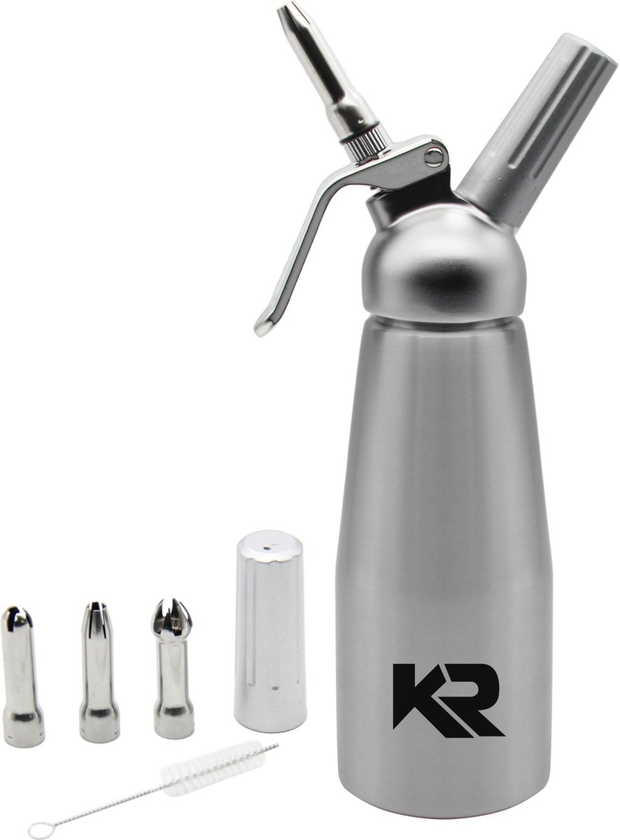 Robuuste Kwaliteit Slagroomspuit 0,5L (stalen mondstuk) - Keizer RVS - Slagroomspuit Aluminium - Crèmespuit - Garneerspuit - Slagroomapparaat