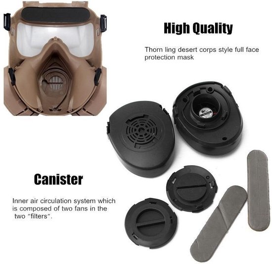 Baymate NOUVEAU Airsoft Protection M50 masque à gaz double filtre  ventilateur CS