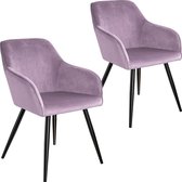 tectake - 2x Stoel Marilyn fluweellook roze/zwart SKU: 404030