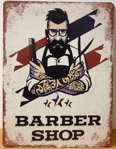 Barbershop kam schaar Reclamebord van metaal 33 x 25 cm METALEN-WANDBORD - MUURPLAAT - VINTAGE - RETRO - HORECA- BORD-WANDDECORATIE -TEKSTBORD - DECORATIEBORD - RECLAMEPLAAT - WANDPLAAT - NOS