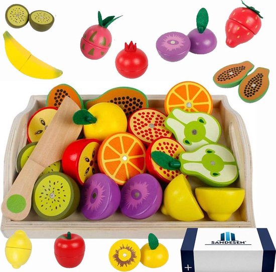 Fruits en bois - à découper et avec plateau - pour enfants à