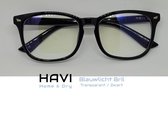 HAVI Home & Dry – Blauwlicht Bril – Transparant / Zwart – TR90 – Computerbril – Game-bril