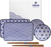 Bol.com Tokyo Design Studio Nippon Blue Sushiserviesset - Porselein - 6 delig - 2 persoons aanbieding