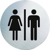 WC bordje dames/heren toiletten, roestvrij staal, 60 mm