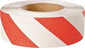 Anti slip gevarentape rood wit, 18,3 meter breedte 50 mm