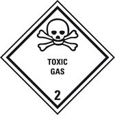 ADR klasse 2.3 sticker giftig gas met tekst, zeewaterbestendig 100 x 100 mm