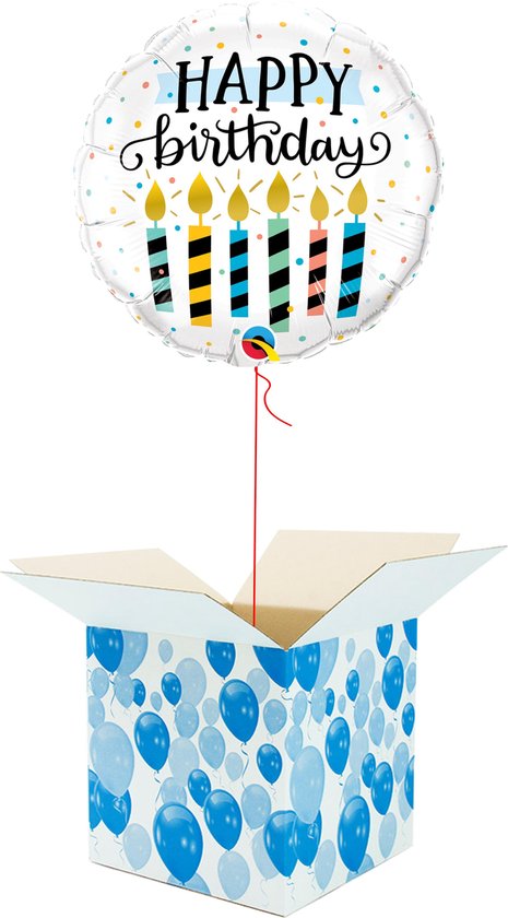 Anniversaire Ballon hélium rempli d'hélium - Bougies - emballage cadeau -  Happy