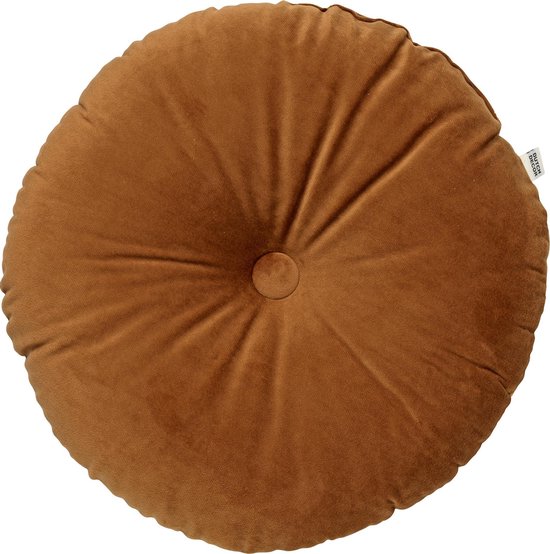 Dutch Decor - OLLY - Sierkussen rond velvet 40 cm - Tobacco Brown - bruin