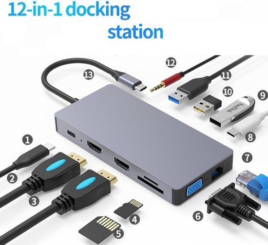 8-in-1 USB C-Hub Multipoort-Adapter - Finishingtouchesnl