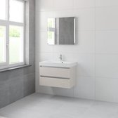 Bruynzeel Palitano badmeubelset 56.5x80x46cm 1 kraangat 1 wasbak 2 lades met spiegel met softclose kasjmier grijs
