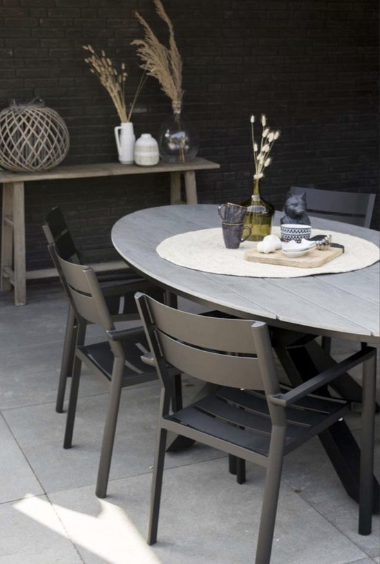 Ovale tuintafel Cyprus 180cm | Grey | Polywood & Aluminium | bol.com
