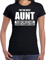 I'm the best aunt - always right t-shirt zwart dames - Cadeau verjaardag t-shirt tante - kado voor tantes M