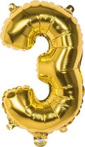 Boland - Folieballon '3' goud (66 cm) 3 - Goud - Cijfer ballon