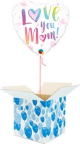 Helium Ballon Hart gevuld met helium - Moederdag - Cadeauverpakking - Love You Mom! - Hartjes Folieballon - Helium ballonnen Moederdag