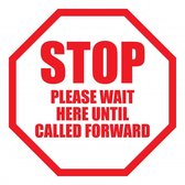 Stop please wait here until called forward vloersticker, 150 mm