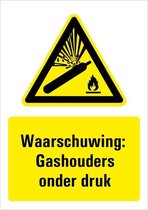 Waarschuwing voor gashouders onder druk sticker met tekst 297 x 420 mm