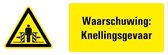 Waarschuwing voor knellingsgevaar tekststicker 280 x 105 mm