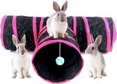 GOALDA - Tunnel pour chat - Tunnel pour lapin - Tunnel pour chaton - avec boule de tintement - Pliable - 3 plats - Jouets Chats - Jouets Lapins - Intérieur et extérieur