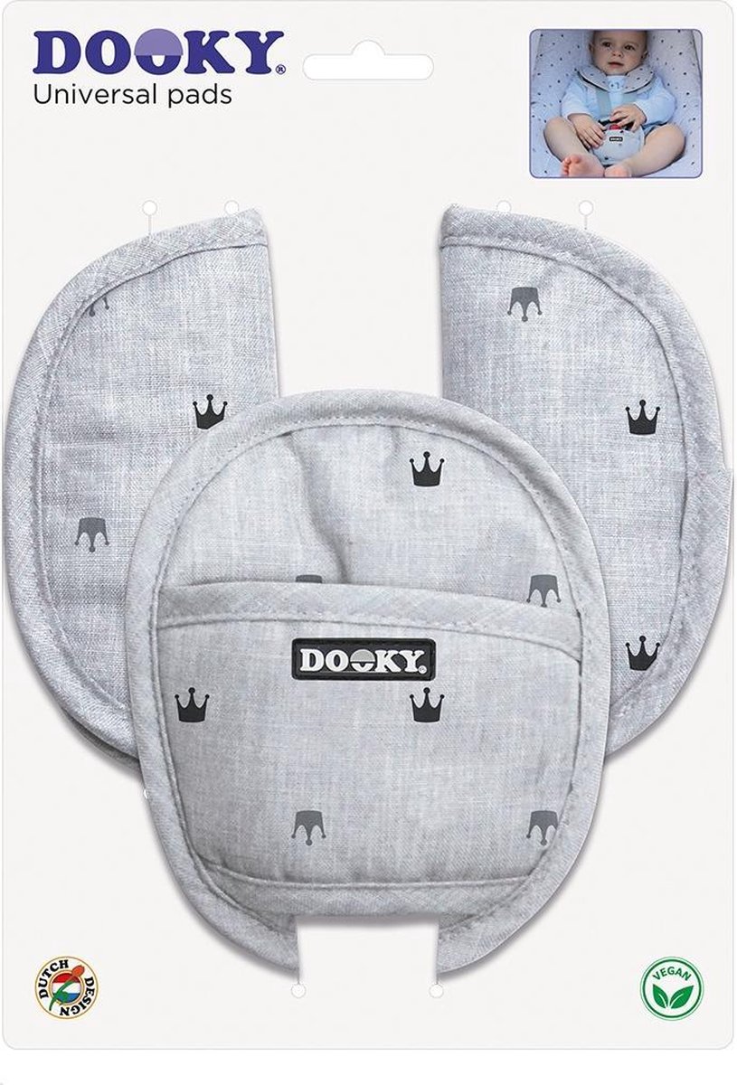 Gris Clair Design: Crowns, pour ceintures de sécurité à 3 et 5 points, pour la plupart des marques Dooky Universal Pads Housses de ceinture et coussins de ceinture de sécurité pour porte-bébé 