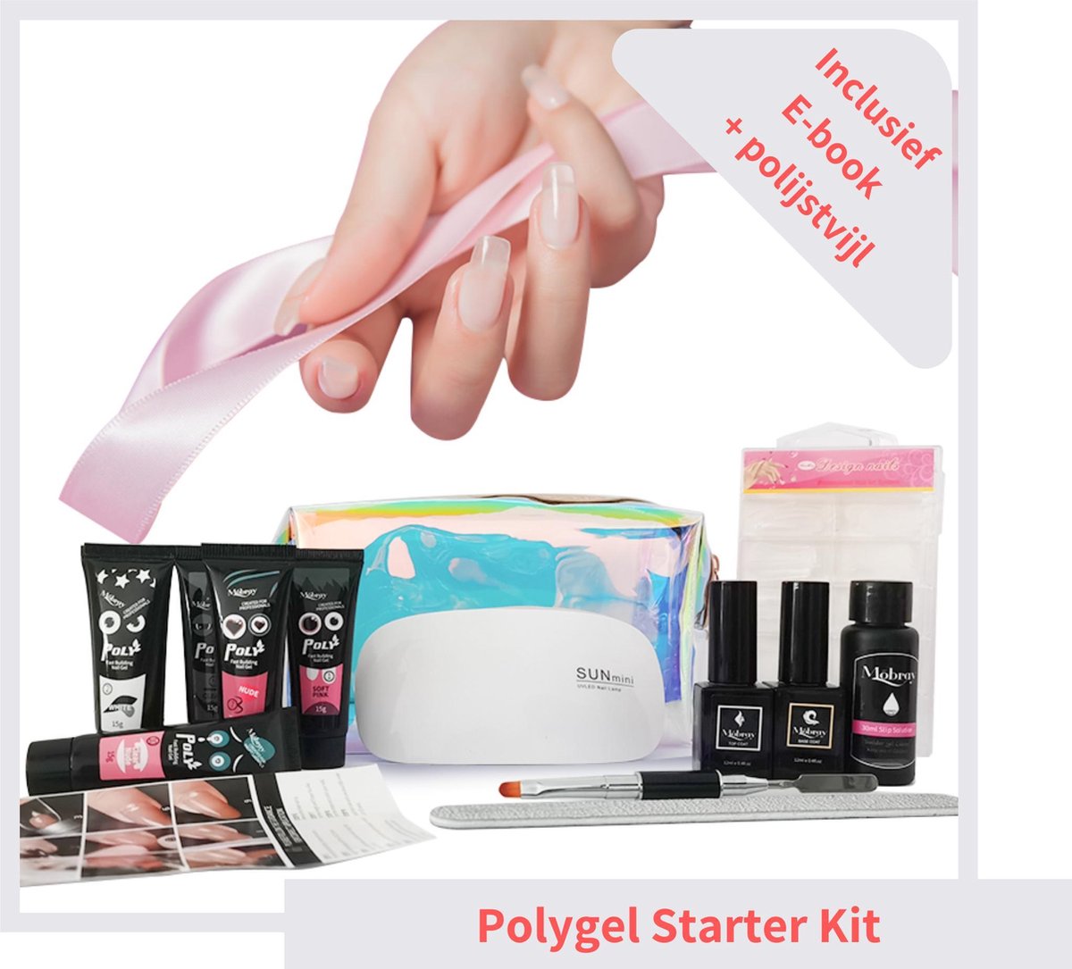 Polygel Kit - Polygel Nagels Starterspakket - Polygel Set - 6 kleuren - UV LED Lamp - Nagelverlenging - Manicure Set - Gel Nagellak - incl tasje - Mobray